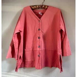 Cotton Connection Womens Small Button Front Cardigan Sweater Peach Lightweight
